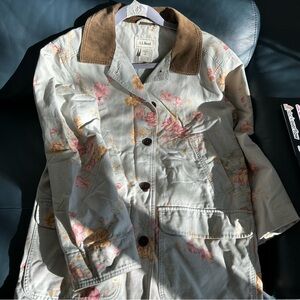 LL Bean floral corduroy coat size S